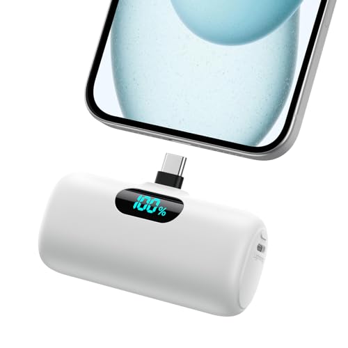 Mini Portable Charger USB C Power Bank,Upgraded 5000mAh PD Fast Charging Battery Pack Built-in USB-C Connector Travel Essential for iPhone17/17Pro/17Pro Max/Air/16 Plus/16Pro Max/15 Series,Android etc