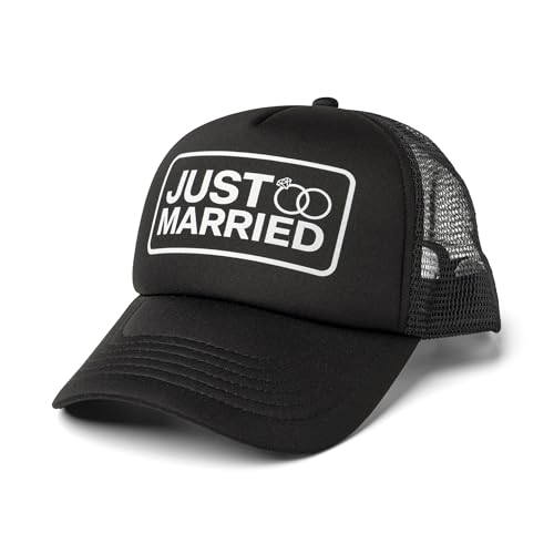 PACIFIC BRIM Women's and Men's Adjustable Cap Mesh Side Panels Trucker Hat - Just Married