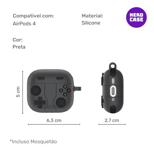 NERDCASE, Capa, Case de Silicone Controle Gamer Compatível com AirPods 4