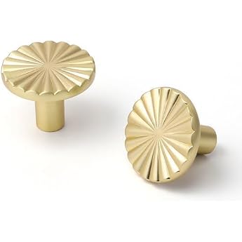 Pack of 2 Gold Cabinet Knobs Kitchen Solid Round Dresser Drawer Knobs Simple Cabinet Hardware for Cabinet Drawer Pulls Zinc Alloy Furniture Knobs