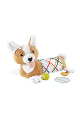 Image of Fisher-Price Baby Tummy Time Toys, 3-in-1 Plush Puppy Wedge with BPA-Free Teether Rattle and Mirror Toys