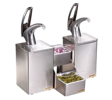 San Jamar P4826 Frontline Dual Pump Condiment System W/ Stepped Trays - Metal Finish-P4826