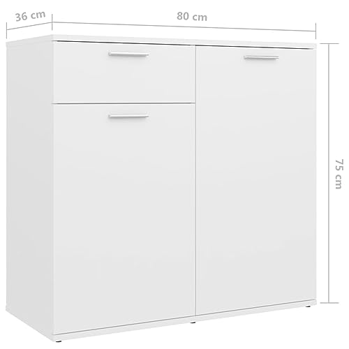 IKAYAA Wooden Sideboard Cabinet for Living Room - Contemporary Book Storage with Shelves - White - 160 x 36 x 75 cm - Image 2