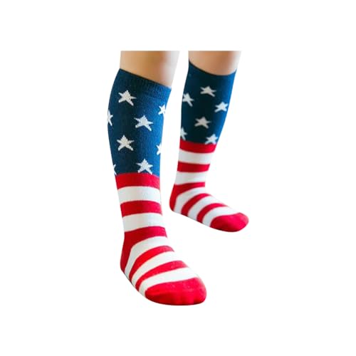 4 Pairs American Flag Socks Knee High Socks USA Middle Socks Star Stripe Patriotic Socks for Kids 0-1 Year Old