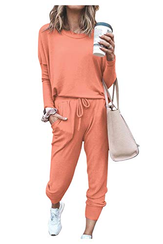 Tuta da Casa Tempo Libero Donna Invernale Costumi Sportivi Ragazza Due Pezzi Abbigliamento Fitness Maglia e Pantaloni Completo per Running Yoga Danza Pigiama Tute Lunghe Morbide Sweatsuit Tracksuit