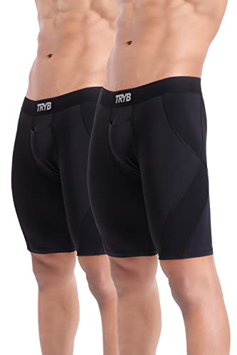 Image of TRYB Men's Compression Shorts & Pants | Sports Innerwear for Gym, Running & Training | Quick Dry, Breathable, 4-Way Stretch, Moisture Wicking, Anti-Chafing Muscle Support Athletic Wear with Pocket