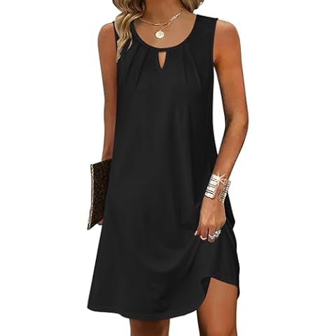Zeagoo Summer Black Dress with Pockets Cover