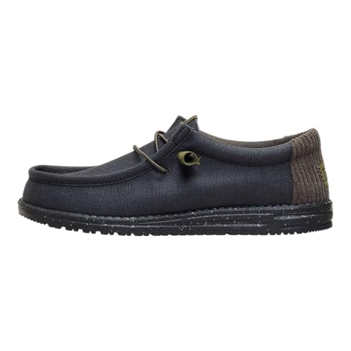 Image of HEYDUDE Wally Waxed Casual Black/Black Size 11, Men’s Shoes, Slip-on Loafers, Comfortable & Light-Weight
