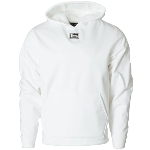 Banded Men's Atchafalaya Pullover | Q.W.A.S. Windproof Soft-Shell Hunting Hoodie with Coral Fleece Lining & Tri-Adjust Hood, White, Large