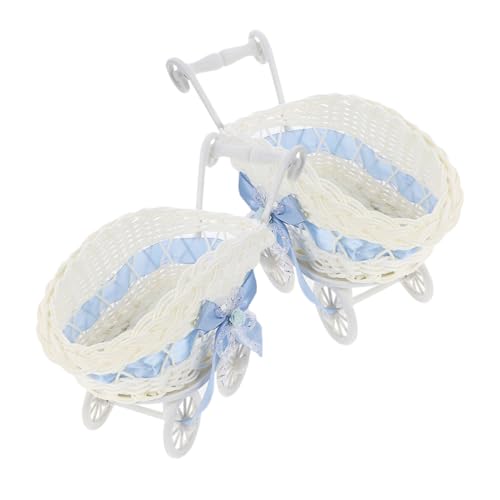 2Pcs Woven Candy Basket Cute Trolley Shaped Party Favors Flower Decorations for Weddings Showers and Multi Functional Storage Baskets