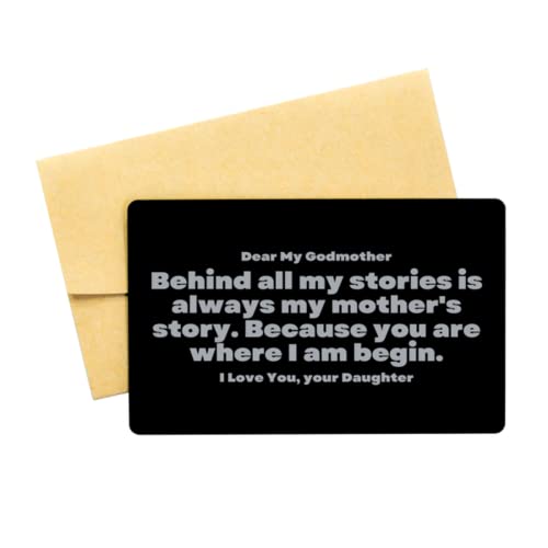 for Godmother from Daughter. Behind All My Stories is Always My Mother's Story. Because You are Where I am Begin. for Christmas, Mom's Birthday, Mother's Day. Thank You Mom Wallet Insert