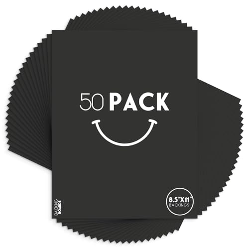 Golden State Art 50 Pack 8.5x11 Uncut Photo Mat Matboards, Black