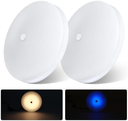 acegoo RV Ceiling Dome Light 4.5 Inch 12V Overhead LED Puck Light for Motorhome Boat Camper Trailer Truck Car, Surface Mount CRI90+ 2-Pack (3000K with Blue Nightlight)