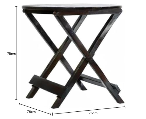 Image of BM WOOD FURNITURE Sheesham Wood Foldable Patio Tea /Coffee Table | for Balcony, Garden and Outdoor | Square Table | Walnut Finish