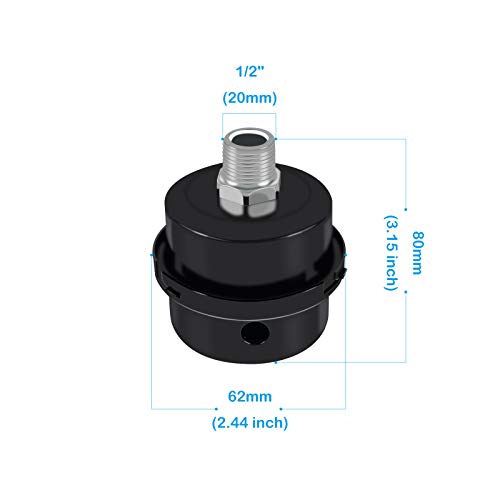 Air Compressor Silencer, Air compressor Filter Replacement Parts, Air Compressor Muffler Accessories with 1/2",3/8",1/4"(20mm,16mm,12mm) Thread (1/2") - Thumbnail 2