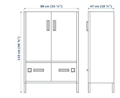 METOD IDÅSEN Cabinet dimensions diagram