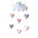 Oulii Deckenmobile, Motiv: Wolke und Herzen, Hängedekoration, Girlande für Kinderzimmer und Babyparty