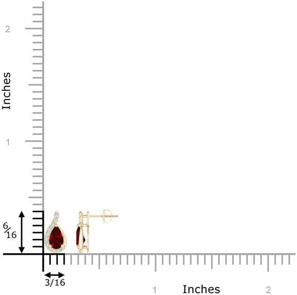 ANGARA Pear Ruby Earrings with Diamond Swirl Frame in 14K Solid Gold/Platinum | Natural Ruby Earrings for Women | July Birthday, Anniversary, Red Gemstone Jewelry Gift - Image 3