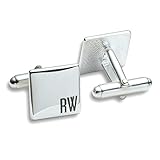 Personalized Square Initial Cufflinks in Sterling Silver