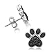 Jewelili Sterling Silver Black Diamond Accent Paw earrings