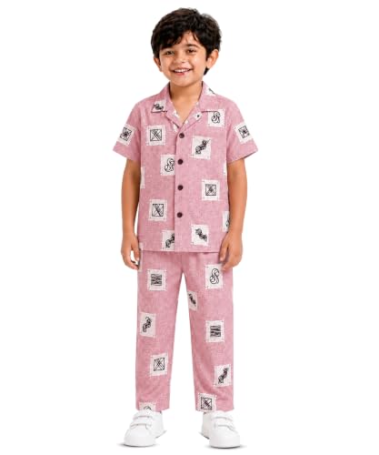 Image of 3BROS Unisex Pure Cotton Short Sleeve Kids Night Dress for Boys & Girls Nightwear /Sleepsuit /Sleepwear /Loungewear Night Suit for Boys and Girls Top and Pyjama Combo Set
