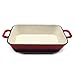 Produktbild FireRocket 33.4 x 22.2 x 6cm ca. 5 Liter Gusseisen Auflaufform Bräter Induktion Emailliert Lasagneform für Ofen Grill Weiß-Rot Rechteckig