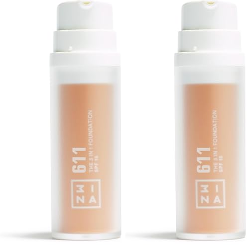 3INA MAKEUP - The 3 in 1 Foundation 611 - Light Foundation Neutral Undertone - Liquid Foundation with SPF15 & Vitamic C (Pack of 2)