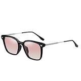 HANYX Lentes de sol polarizados con montura cuadrada Tr90 de metal, para hombre y mujer, lentes de sol retro espejados, para conducir y pescar, Naranja degradado, Medium