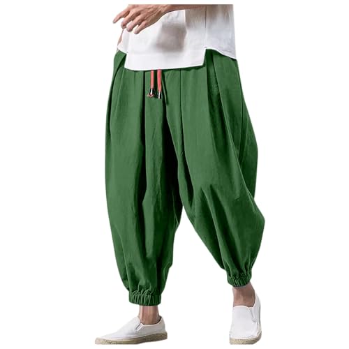 JiXiang Harem Pants Men Hip Hop Fashion Oversized Tapered Pants Elastic Drawstring Vintage Drop Crotch Comfy Baggy Trousers