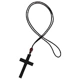 ARTSEWPLY Collar de Cruz Cristiana de Madera Negra (ébanos) para Coche, Colgante Artesanal Versátil para Espejo Retrovisor, Accesorio Decorativo Multiusos y Religioso, Obsequio Adecuado