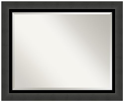 Amanti Art Black Bathroom Mirror for Over Sink, 27x33 Tuxedo Black Rectangle Vanity Mirror, Large Casual Frame, Hangs Horizonally and Vertically, Bathroom Wall Decor, Beveled Edge