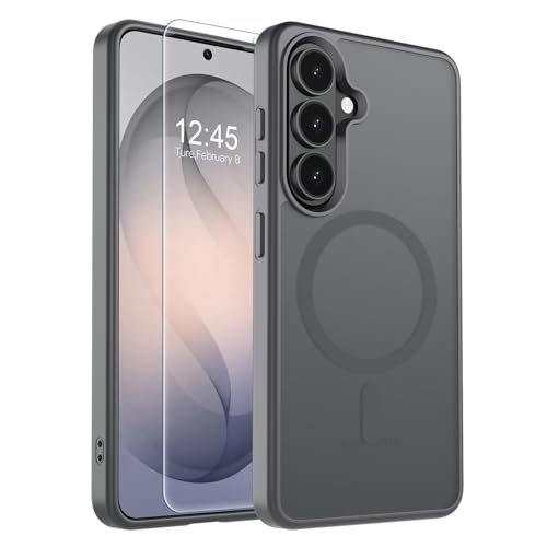 Image of SUPFINE Magnetic for Samsung Galaxy S26 Case with Screen Protector, (Built-in Magnets) (Military Grade Drop Protection) Slim Translucent Shockproof Phone Case,Titanium Gray