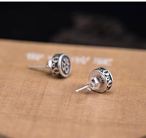 Boucles d'oreilles en Argent S925 rétro thaïlandais au fini vintage ciselé