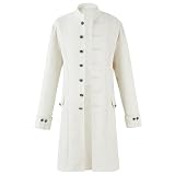 sehseek Men's Steampunk Renaissance Tailcoat Jacket Gothic Victorian Frock Coat (White, X-Large)