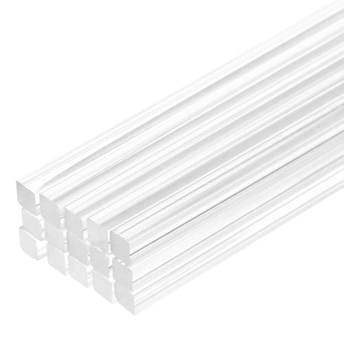 Image of MECCANIXITY 15pcs Acrylic Square Rods 5 /16 inch x 8 inch Clear Acrylic Dowel Rods Sticks Acrylic Plastic Sticks Strip for DIY Crafts Lighting Gardening Decorations - 8mm x 200mm