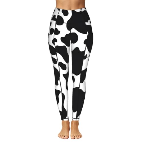 Pantalones de yoga de vaca elásticos mallas mujer running con bolsillos 2