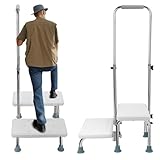 Escalera 2 Peldaños Escalera Escaleras Plegables Aluminio Pequeña y Compacta Plataforma Ampliada Antideslizante Manija Ajustable Carga 352lbs Sin Interior Exterior Cama Vehículo Bañera