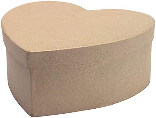 Paper Mache Heart Shaped Box - (7-1/2 x 7-1/2) Heart Shaped Papier Mache Cardboard Box with Lid - DIY Ready to Decorate for Valentine's Day or Everyday Craft Projects