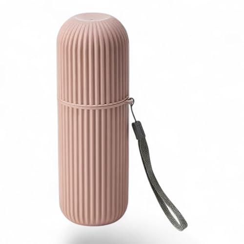 Image of Travel Curry - Travel Toothbrush Cup Case, Portable Toothbrush Holder Case for Traveling, Camping, Business Trip and School, Plastic Toothbrushes Toothpaste Set (Pastel Pink)
