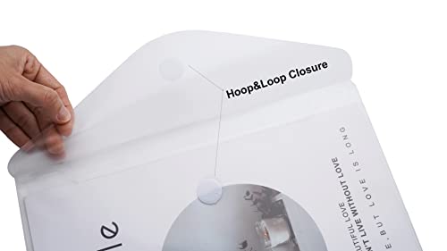 YESSART 8.5 x 11 Clear Letter Sized Plastic Envelopes Document File Storage Holder 20 Pack Hook Loop Closure