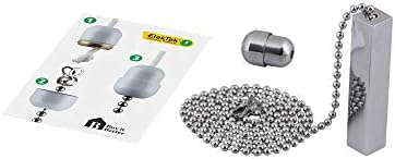 Bathroom Light Pull Chain  Polished Chrome Square Bar & Chrome Chain - 56mm x 11mm - 800mm Chain