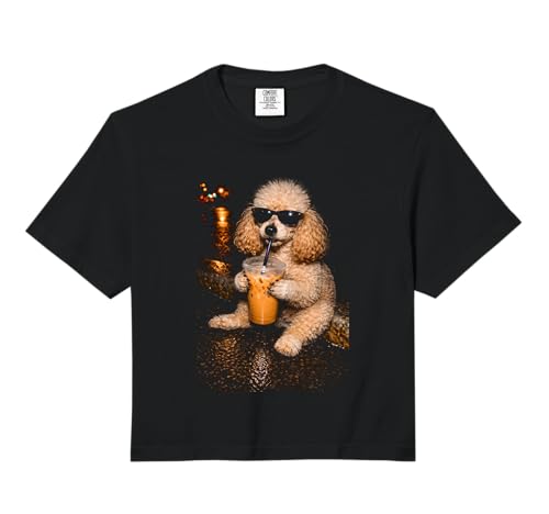 Funny Poodle Drinking Iced Coffee Fancy Dog Mom Lover Meme Comfort Colors Crop Top