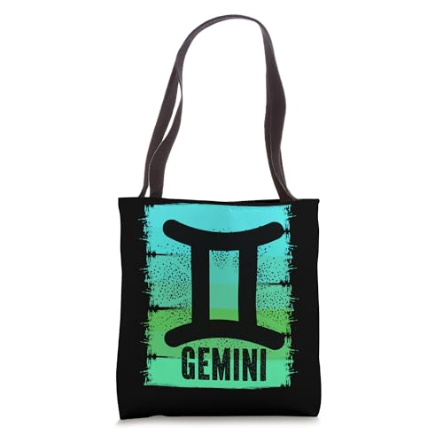 Bolso tote verde para mujer con símbolo de Géminis, nacida en mayo o junio miniatura 1