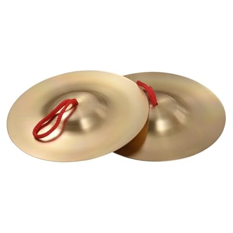 summina Mini Small Brass Hand Cymbals 5.8in Gong Band Rhythm Percussion Copper Rhythm Musical Instrument for Opera and Military Drums Performance Copper Hand Cymbal 1-pair Cover