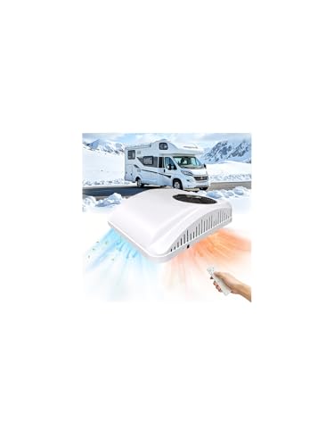 12V RV Air Conditioner with Heat 8.5K BTU Universal RV Rooftop AC Unit Heater Combo Quiet 2 in 1 Heating and Cooling for Truck, Trailer, Boat, Motorhome, Camper, Caravan