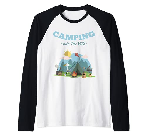 Stay Wild Mountain Forest Senderismo Aventura Camping Camiseta Camiseta Manga Raglan