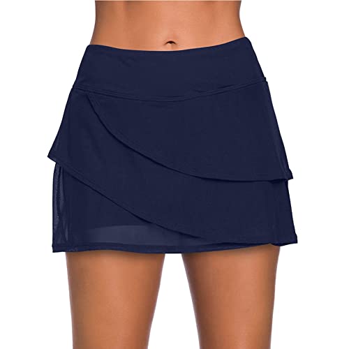 Zarfmiya Maillot de bain sexy pour femme - Demi-jupe - Taille haute - Bleu Cover