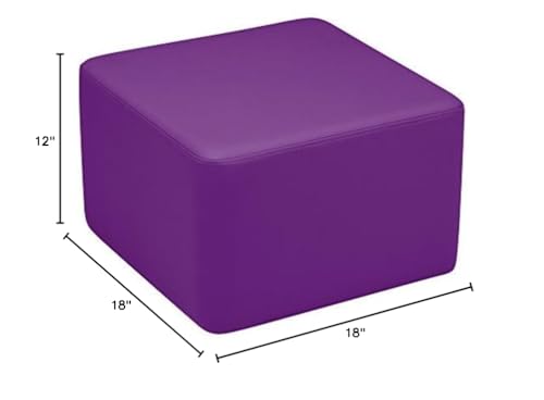 Image of Sprogs 12 inch H Structured Cube Stool -Flexible Modular Collaborative Soft Seating for Office, Home, Lounge and School Classrooms with Durable Frame -Purple
