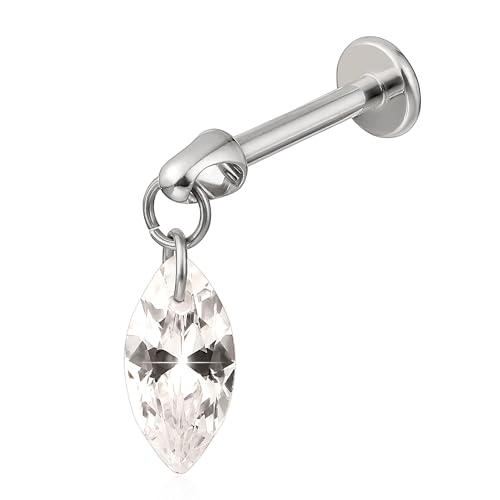 limerencia titan F136 Hypoallergen Piercing-Schmuck,flacher Rücken mit Innengewinde Ohrstecker 18g für Labret Knorpel Monroe Medusa Tragus Helix Nase Lippe(1 Stück)