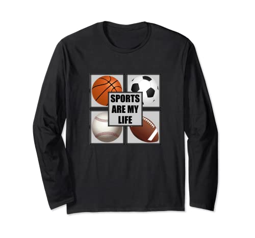 Sports Are My Life Basketball Baseball Fußball Langarmshirt Cover